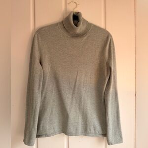 Jillanova Cotton Light Beige Gray Heather Turtleneck Sweater Womens szLarge